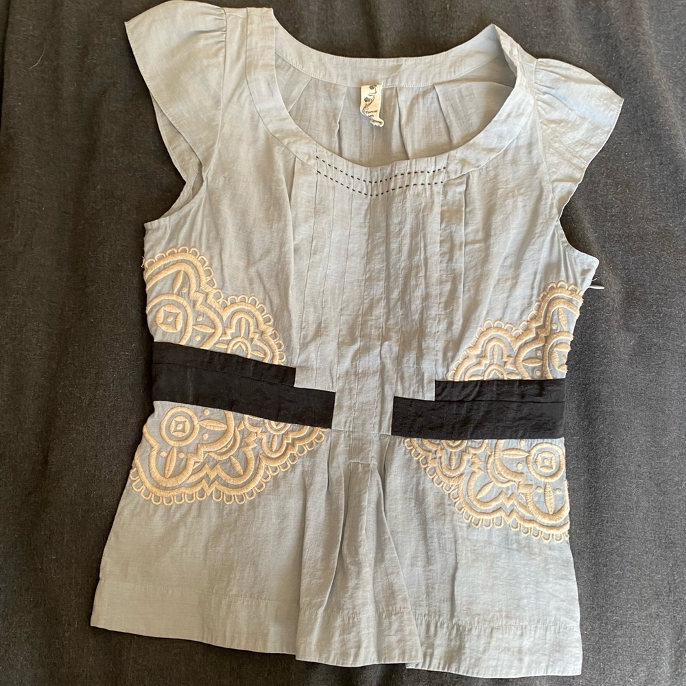 Anthropologie Floreat Cinched Medallion Blouse